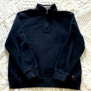Izod navy blue 1/4 zip pullover sweatshirt size med excellent preowned condition